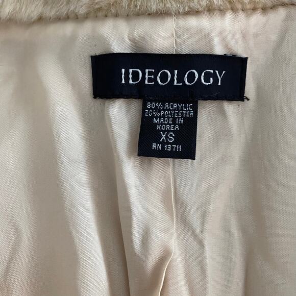 Women’s Cream Faux-Fur Nehru Collar Jacket by Ideology Sz XS - Picture 6 of 6